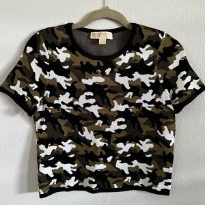 Michael Kors Army Camouflage Knit Top Small